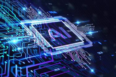 AI graphic on microchip with wires
